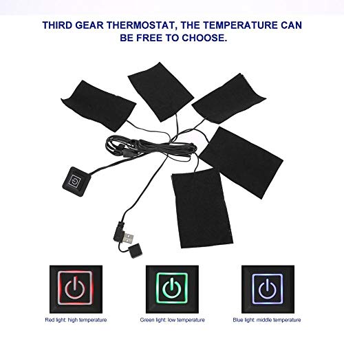 Подлога за греење на облека, USB електрична загреана подлога Пет влошки за грејач за греење прилагодлива температура потопла алатка