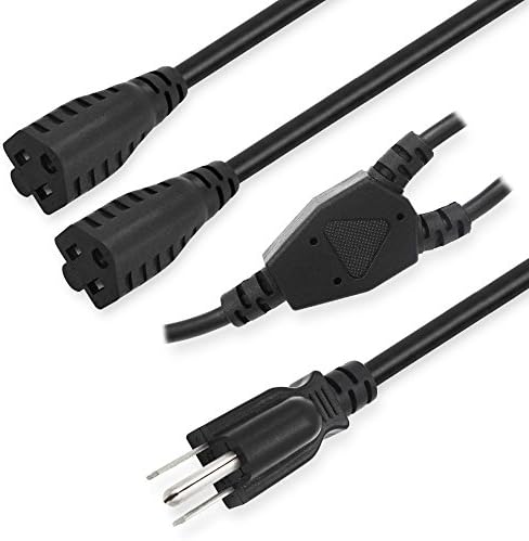 Продолжување на кабелот за моќност на Kuncan y Splitter-2 Way Adapter Adapter NEMA 5-15R до 1 NEMA 5-15P со 18AWG 300V PLUG 1FT 13A
