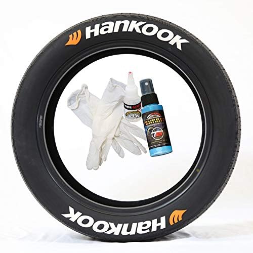 Налепници за гуми Hankook со лого од портокал-DIY комплет за букви со трајни гумени гуми со лепак & 2oz чистач за допир / 14-16 инчи тркала /