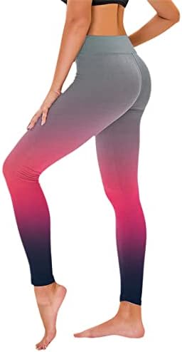 Хеланки за жени контрола на стомакот плус големина истегнат удобно градиент печатени јога панталони меки четки за удобни хеланки