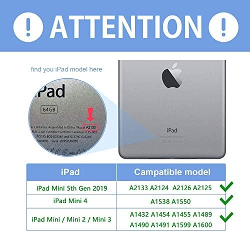iPad mini 5 Case, Mini 4 Case, прилагодлив фолио паметен капак Stand ShockProof TPU Case со автоматско спиење/будење за iPad Mini 5 -ти/4