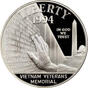 1994 П Виетнамска Војна Ветерани Меморијален Комеморативен Доказ Сребрен Долар ДКАМ САД Нане
