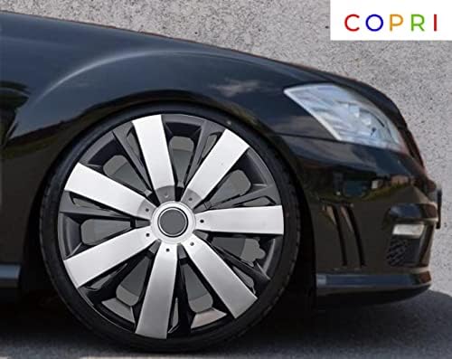 Копри сет од покривка од 4 тркала од 15 инчи сребрени -Black Hubcap Snap -on одговара на Audi