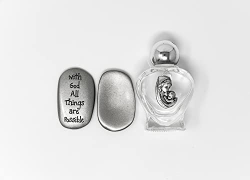 Метален Палец Камен-Џебен Токен И Стаклено Шише во Облик На Срце исполнето со Вистинска Света Вода