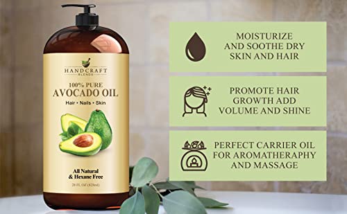 Рачно занаетчиски масло од авокадо 28 fl. Оз - чисто и природно - масло за коса - масло од носач за ароматерапија, масло за масажа,