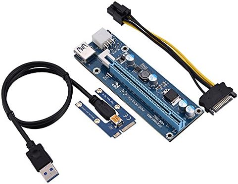 Recher-R PCI-E Express Extrender, Mini PCI-E до PCI Express16X Extender Riser Adapter со кабел за напојување SATA за рударство за видео