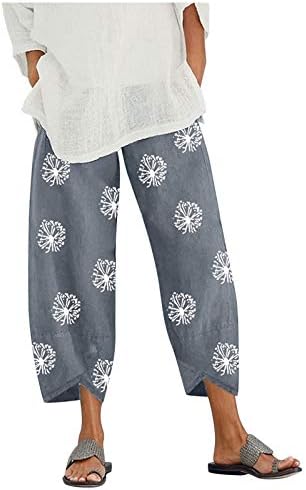 jbyrvq женски памучни постелнини панталони 2023 летни обични еластични панталони за половината се релаксираат вклопени удобни палацо панталони џемпери