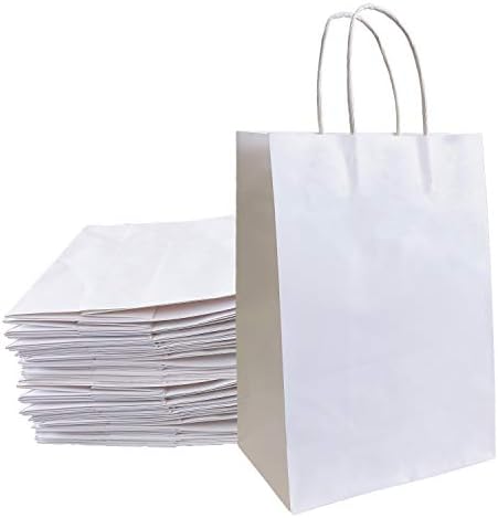 100 парчиња 8x4.3x10.6 Крафт хартиени торби торба за подароци со рачки за партиски деловни активности за пакување на мало, кошула,