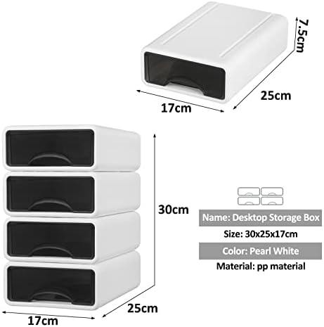 Винтеки сет од 4 видливи кутии за складирање за складирање за системи за складирање во канцеларија и кутија за складирање на козметика со видливи