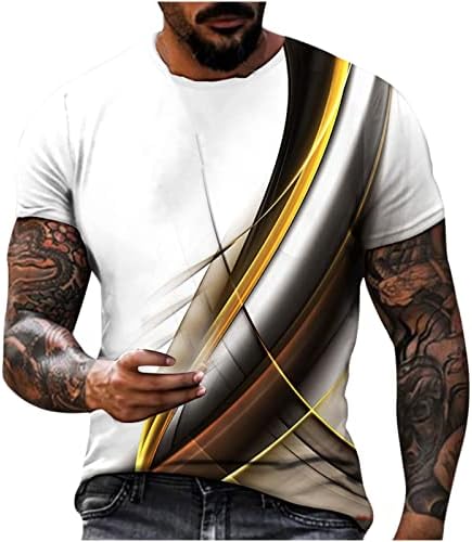 Плус големина 3Д кошули за печатење за мажи графички дигитални врвови 2023 лето лето-лесен блуза краток ракав екипаж на вратот модна