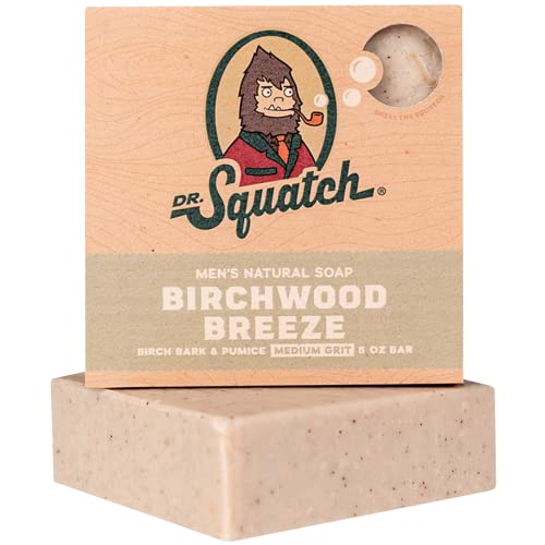 Д -р Squatch Birchwood Breeze 3 Bar Pack - ладен преработен сапун направен за мажи - средна грит - природни масла - Освежувачки чист дрвен мирис - ексфолирачки