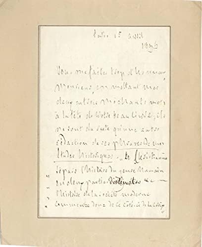 Француски писател Франсоа-Рене де Шатобрианд Аутографско писмо потпишано и монтиран