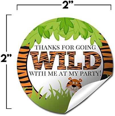 Роденден на тигар тигар Ви благодариме на налепници етикети за деца, налепници од 40 2 партиски круг од Амандакреација, одлично за забави за забави,