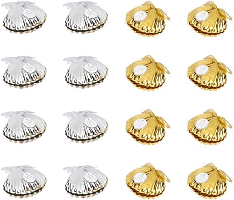 АБАОДАМ 40 парчиња практична забава Користете декоративна слава на случаи пластични украси Свадба за подарок за шеќер Кенди Поволно златно, мини школки слатки Комп