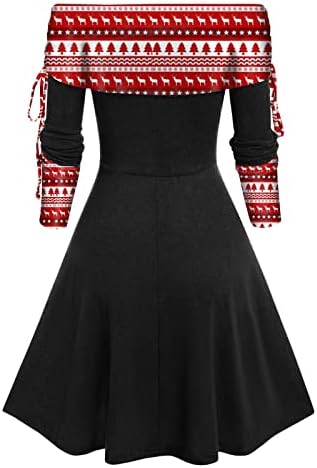 lcziwo есен долг ракав обичен фустан за жени шарени печати со висок половината