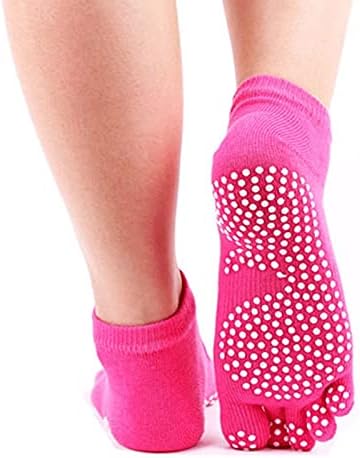 Xjjzs жени анти-лизгачки јога чорапи поставени нелизгачки јога ракавици анти-лизгачки силиконски точки со пет прсти пети за