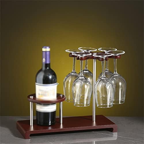 Вуџи Европски стил Црвено вино стаклен решетка Декорација црвено вино стаклена решетка наопаку со шише со вино цврсто дрво решетката