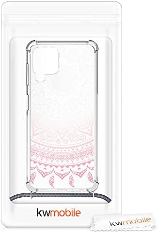 Cwmobile Crossbody Case компатибилен со Samsung Galaxy A22 4G Case Case - Индиско сонце розова/бела/транспарентна
