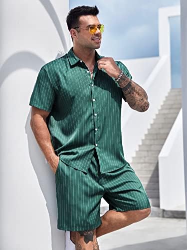 Fioxa Облека со две парчиња за мажи со машка кошула за печатење и шорцеви