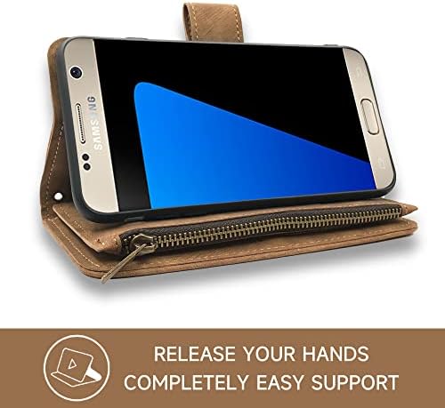 Компатибилен Со Samsung Galaxy S7 Паричник Случај И Премија Гроздобер Кожа Флип Кредитна Картичка Држач Стојат Мобилен Додатоци Фолио