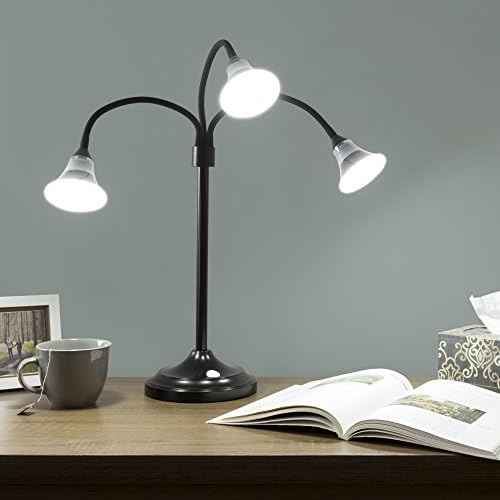 Раскошна домашна ламба со 3 глави, LED светло со прилагодливи раце, прекинувач за допир и затемнување