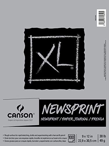 Canson XL серија за весници за весници, подлога за преклопување, 9x12 инчи, 100 листови - уметнички труд за возрасни и студенти