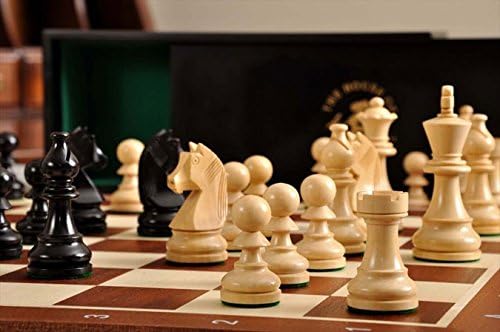 Шах серија Шампионатот, кутија, комбинација на табли - Ебонизирана боксерска дрво и природно боксово дрво - од Домот на Стаунтон