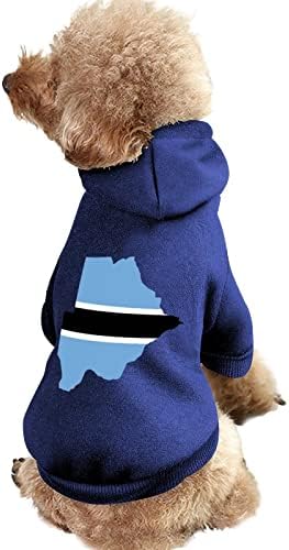 Облека за кучиња со знаме на Боцвана, зимски дуксери за миленичиња меки и топли дуксери за кучиња за мали средни кучиња