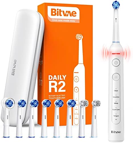 Bitvae Ultrasonic и ротирачки електрични четки за заби за возрасни и деца - АДА прифати Sonic четки за забивање на заби со 8 глави со четки, бело и бело