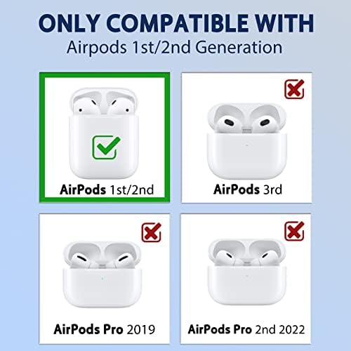 Радосен за Airpod 1 & 2 Case Cute Cartoon 3D Soft Silicone Air Pods Смешно покритие Kawaii Забава кул клуч за клучеви уникатен