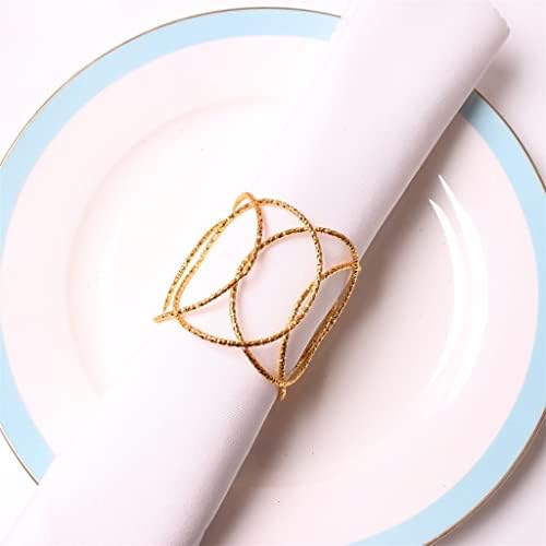 Xjjzs 12 парчиња салфетка прстен модна жица ткаени салфетки прстен креативен пресврт плетенка од салфетка прстен хотел украс