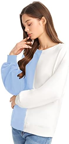 SweatyRocks женски блок во боја на тркалезниот врат со долги ракави, џемпер, џемпер
