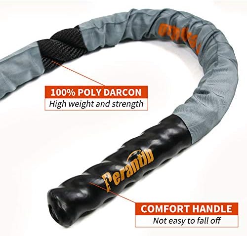 Perantlb поли -битка јаже со ракав за крпа -1,25/1,5/2 инчи дијаметар 30 '40' 50 'должина -гим на метаболички тренинг фитнес, вклучен комплет за