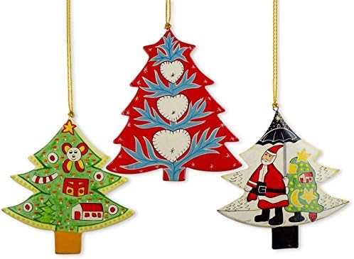 Сет од 3 Дедо Мраз и новогодишни дрвја дрвени Божиќни украси