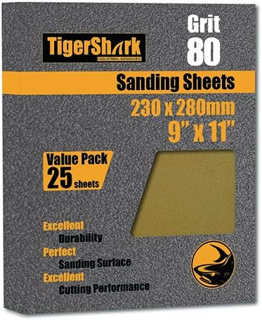 Tigershark 9 инчи од 11 инчи за пескавачки плочи Грит 180 25 парчиња хартија за хартија Златна линија Специјална анти -обвивка