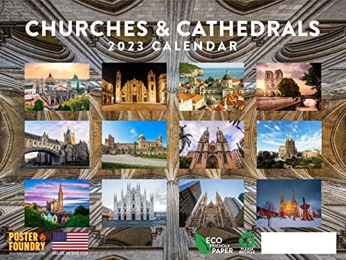Католички Подароци Црква Катедрала Календар 2023 Месечни Ѕидни Висечки Календари Светско Патување Христос Религија Голем Планер 24 Месеци-Целосна