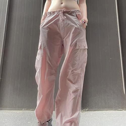 Карго панталони на Keusnенски плус големина Y2K Baggy падобран панталони за жени лабави панталони со џогер со џебна улична облека