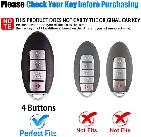 Lyonuczs за Nissan Key FOB Cover Premium Metal Shell & Soft Silicone Комплет за заштита на тастатура за целосна заштита, компатибилен со Altima