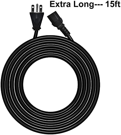 Кабел за продолжување на напојувањето Powgrow, 15ft 16awg NEMA 6-15P до C13 кабел за напојување, издржлив кабел за продолжување на напојувањето