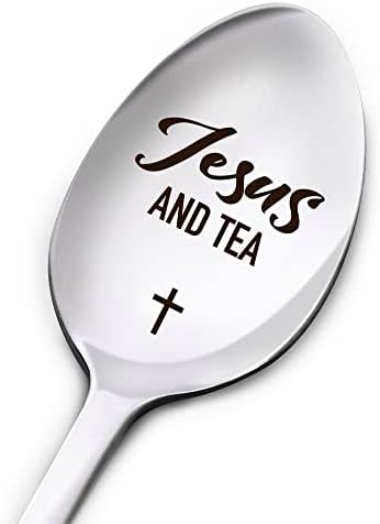Христијански Чај Лажица Подароци За Жени Мажи, Чај И Исус, Роденден Денот На Благодарноста Божиќ Религиозни Подароци За Љубител На Чај Мајка