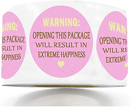 Розова Екстремна Среќа Пакет Налепници, 1.5 Инчен Симпатична Предупредување: Екстремни Етикети Среќа За Плик Печати,Колачиња Пакет, Бизнис Или Лична Употреба.
