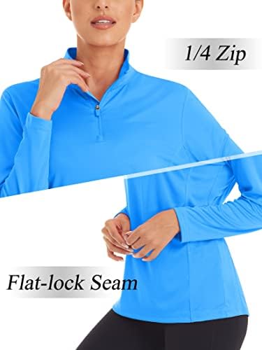 Magенски кошули Магкомен со долг ракав 1/4 ZIP UPF50+ UV Sun Заштита Брзо суво вежбање пешачење Атлетски кошули