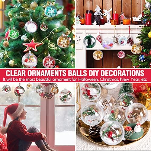 28 пакувања божиќни украси топки, 27 парчиња чисти пластични украси со DIY со 1 ролна нишка за занаети, калап за бомби за бања,