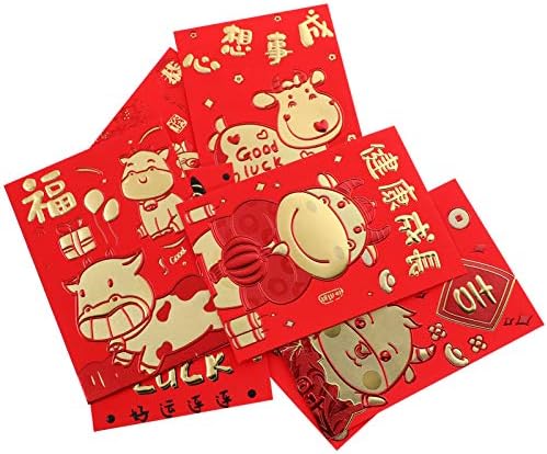 ПРЕТИЗУМ Деца Добри Чанти 42 Еез Кинеска Нова Година Црвени Пликови 2021 Кинеска Вол Година Пакети Со Пари Хонг Бао Плик Со Пари