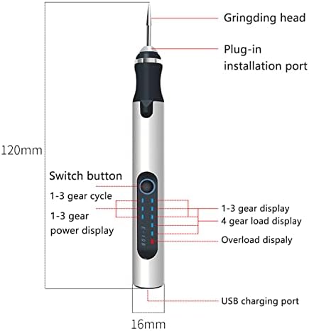 Пенкало за мелење, 5000-18000 r/min Електрична машина за гравура USB со употреба на мала тежина за занаети за занаетчиство и обликување за резба