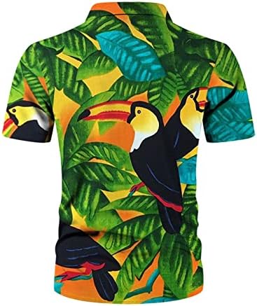 Кошули за бег алоха за мажи, машка хавајска кошула тропско дрво печати кратко ракав копче надолу по врвовите лабави кошули на плажа