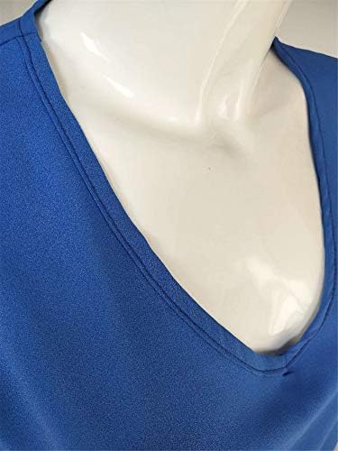 Andongnywell женски обичен V врат 3/4 bellвонче за ракави, панели од панел, лабави врвни шифони кошули Туники блузи