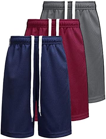 Boyoo Big Boys 3 пакувања Атлетски перформанси Шорцеви Брзи суви шорцеви за решетки Активни кошаркарски шорцеви со џебови