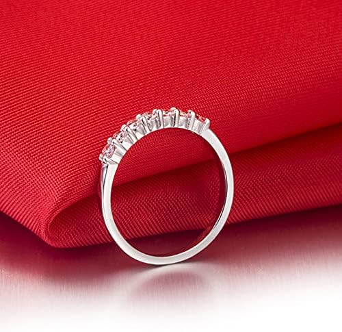 Накит Едноставен пенлив елегантен сребрен свадба бенд Кубна цирконија за ставање на прстенот за ангажман со големина од 5 до 9