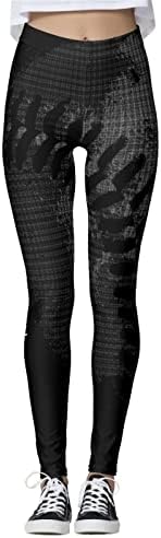 Хеланки со високи половини за жени Бејзбол графички печатени меки непроaирни стомачни контролни јога панталони хулахопки женски